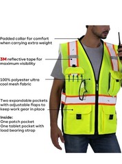 FX SAFETY VEST -Class 2 High Visibility Reflective Yellow Safety Vest NPV3Y