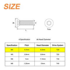 20Pcs M4-0.7x12mm Flat Head Torx Anti Theft Machine Screws Alloy Steel
