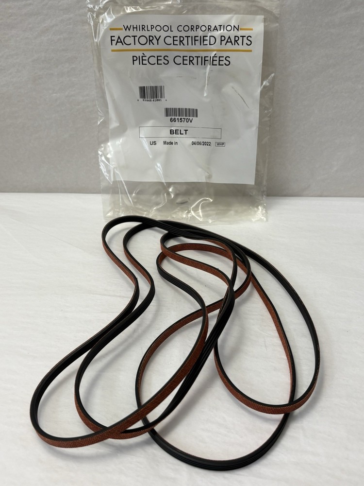 New Whirlpool Dryer Drum Belt 661570V Factory Certified Part Made in USA (EH1)