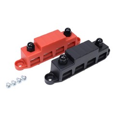 3/8″ / 250A 4 Stud Busbar Bus Bar Power Distribution Terminal Block Red&Black