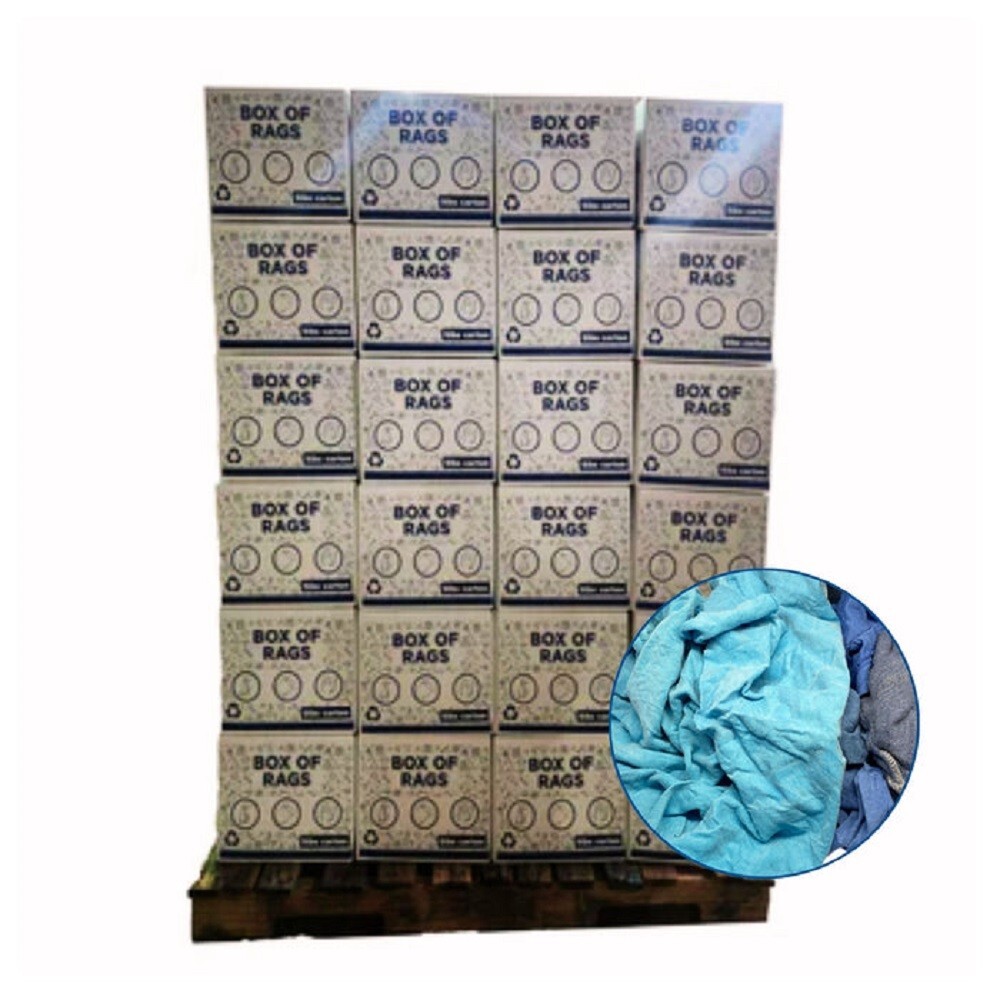 Recycled Color Knit T-Shirt Cleaning Rags – 600 lbs. Pallet 120 x 5 lbs. Boxes