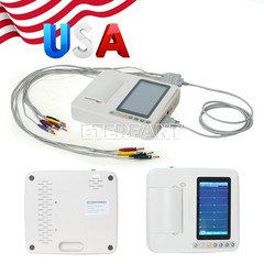 Pprtable 3 Channel 12 Lead 7 Inch Touch Screen ECG EKG Machine Rechargeable