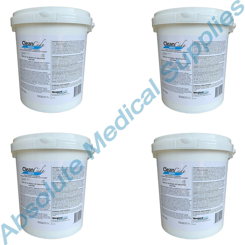 *4-Pails* Wexford CleanCide Germicidal 7.1″x7.1″ Disinfectant 400 Wipe 3130B-400