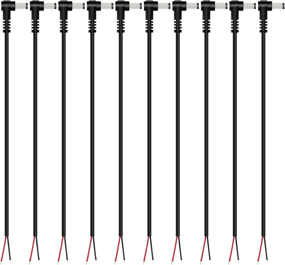 10 PACK 5.5mm x 2.1mm 90 Degree Right Angle DC Barrel Male Plug