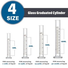 50/100/250/500/1000ml Lab Glassware Include Graduated Cylinder, Glass Beaker Set