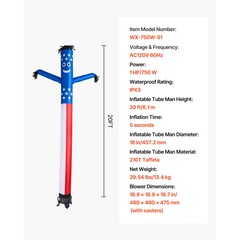 Uimoso Inflatable Tube Figure with 1 HP Blower Fan, 20 ft Tall Waving Display