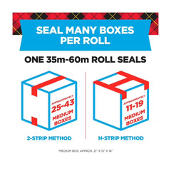Scotch Heavy Duty Packaging Tape, 3″ Core, Clear, 1.88″ x 54.6 yds, 6 Rolls