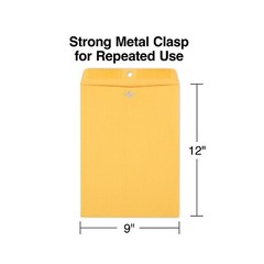 100 Pcs CLASP ENVELOPES 9”x12” Kraft Shipping Mailing Gummed Business Manila