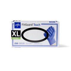 Medline FitGuard Touch Powder-Free Nitrile Exam Gloves Disposable X-Large 250/Bx