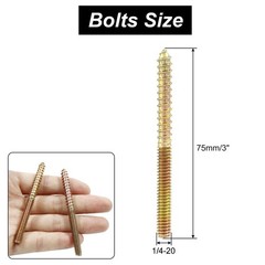 1/4-20 x 3 Inch Hanger Bolts, 12 Pcs Self-Tapping Screw Hanger Bolts Double H…
