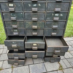 Vintage Hobart Industrial Steel Metal Parts Cabinet Machinist 27-Drawer Green