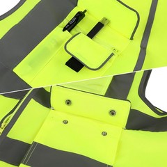Class 2 High Visibility Safety Vest with Zipper Front 9 Pockets & Reflective