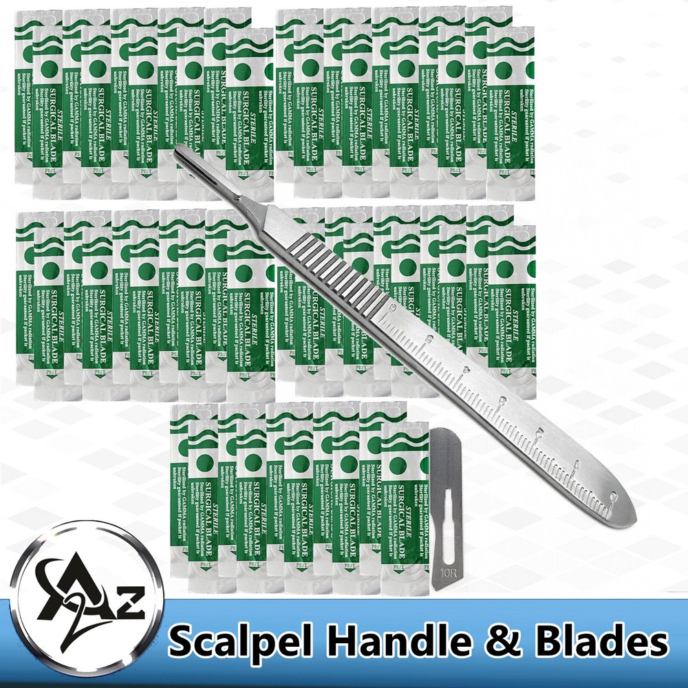 Dermaplaning #10R Sterile Surgical Scalpel Blades – 50 Pk Dermaplane Handle No 3