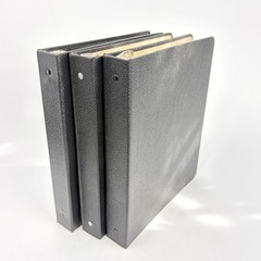 Lot of 3 Vintage 3-Ring Binders Hardbound Pebbled Black Industrial Office
