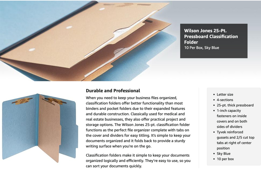 Acco Brands Acc-15024 Classification Folder – Letter 8.5″ X 11″ 1