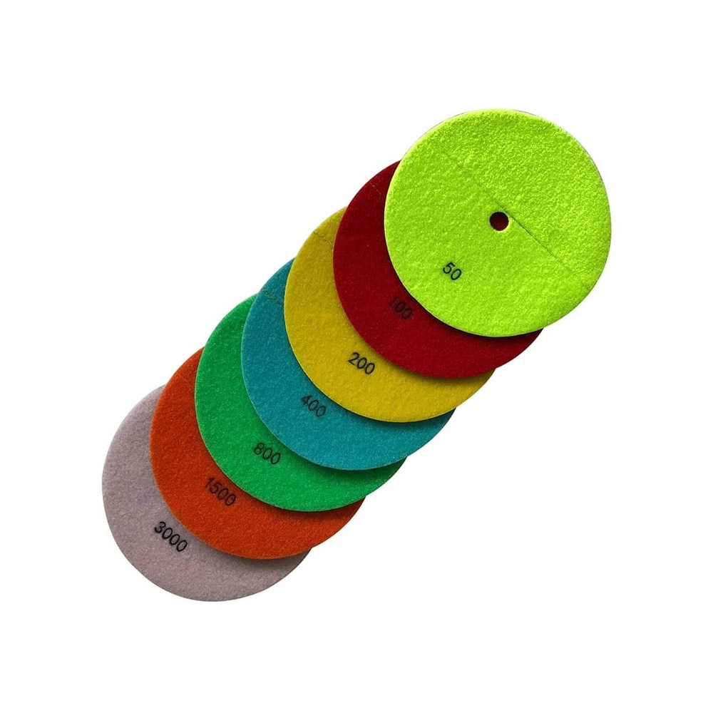 7″ Dry Stone Polishing Pads Set (50, 100, 200, 400, 800, 1500, 3000 Grit) – f…