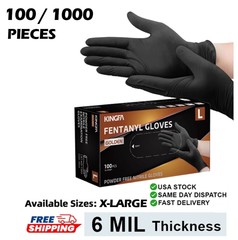 6 Mil Black Nitrile Gloves Heavy Duty Powder-Free Latex-Free XL New 100/1000
