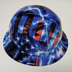 full brim hard hat custom hydro dipped IN AMERICAN THUNDER ⚡ USA LIGHTNING NEW