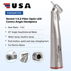 Dental Optic Fiber LED 1:4.2 Increasing Handpiece 45°Angle Head External Channel