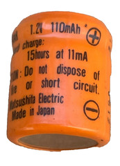 Panasonic Nickel Metal Hydride, 1.2V, 110mAh, Made in Japan (Lot of 10)