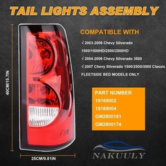 Tail Lights Assembly Compatible with 2003-2006 Chevy Silverado 1500 2500 1500HD