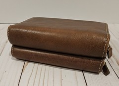 VTG Franklin Covey Brown Full-Grain Leather 2-Zipper Wallet Binder – RARE