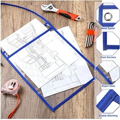 50 Pack Job Ticket Holders 9×12 Inch Clear Plastic Work Order Pockets with Strap