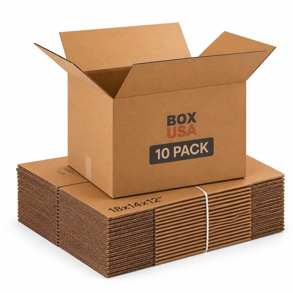 Moving Boxes Medium 18″L x 14″W x 12″H 10-Pack | Corrugated Cardboard Box for S