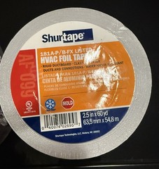 Shurtape AF 099 UL 181A-P/B-FX Listed/Printed Aluminum Foil Tape 2.5inx55m