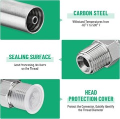 12PCS Hydraulic Hose End Fitting 1/4″ Hose x 3/8″ NPTF Male w/ Protection Cover