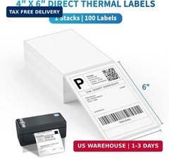 9527 Product 4 x 6 Thermal Labels – Pack of 100 Fanfold Labels for Direct Therma