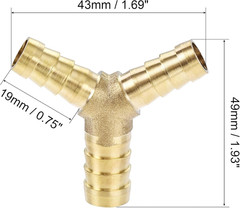 Reducing Barb Hose Fitting Y Shape Pipe Connector Brass 1/2″ X 3/8″ X 3/