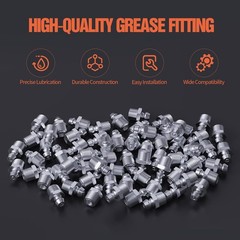 1/4″-28 Zerk Grease Fittings, SAE Grease Nipples with Straight, Grease Fittings