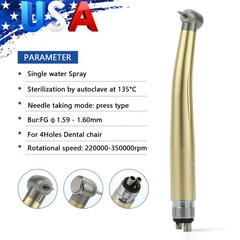 NSK Style Dental High Speed Handpiece Turbine 4 Holes 7 Colors Rotor Golden