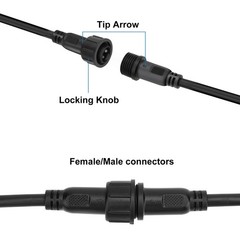 5 Pairs 2-Pin Waterproof Connector Kit 16AWG Male Female Plug for LED Wire Boat