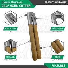 Barnes Dehorner Calf Horn Cutter 13″ With Wooden Handle Veterinary Farming Tool