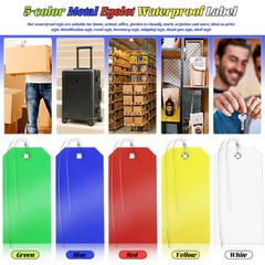 100 Pcs Plastic Tags with Wire 4.72 x 2.36 inch, Red Yellow Blue Green White