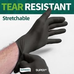 Supmedic Vinyl Disposable Exam Gloves, Black 4Mil Powder-Free Latex-Free Medical