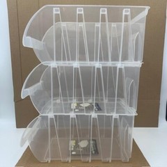 6- Store House Large Clear Stacking Bins 12-3/4″ L x 8-1/4″W x 6″H Storage Tool