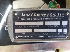 Boltswitch VL4611-N 2500 amp Black Bolted Pressure Switch 3 Pole 4 Wire 600 VAC