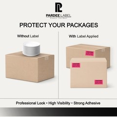 Neon Pink CAUTION Labels 2” x 3” – 250 Labels Per Roll