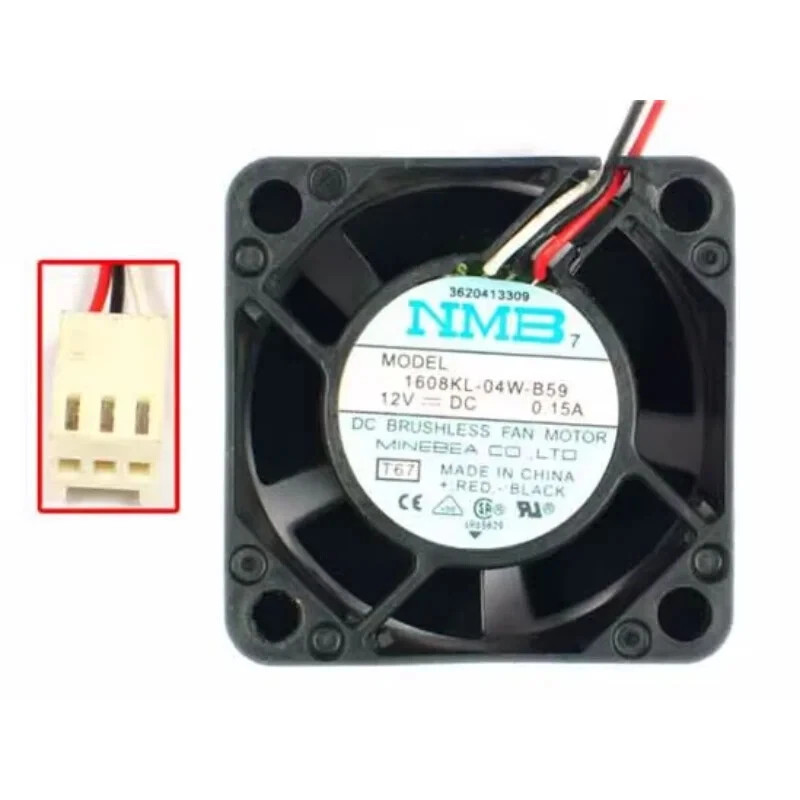 NMB-MAT 1608KL-04W-B59 T67 DC 12V 0.15A 40x40x20mm 3-Wire Cooling Fan
