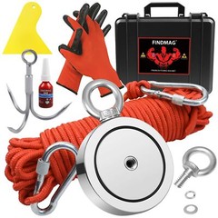 1725 lbs Fishing Magnet Kit, Double Sided Magnet Fishing Kit with Rope, Super…