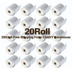 20 Rolls Direct Thermal Labels 4×6 250/Roll For Zebra Eltron 2844 ZP450 ZP505