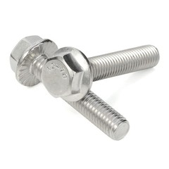 MewuDecor M5-0.8 x 12mm Flanged Hex Head Bolts Flange M5 x 12mm, Silver