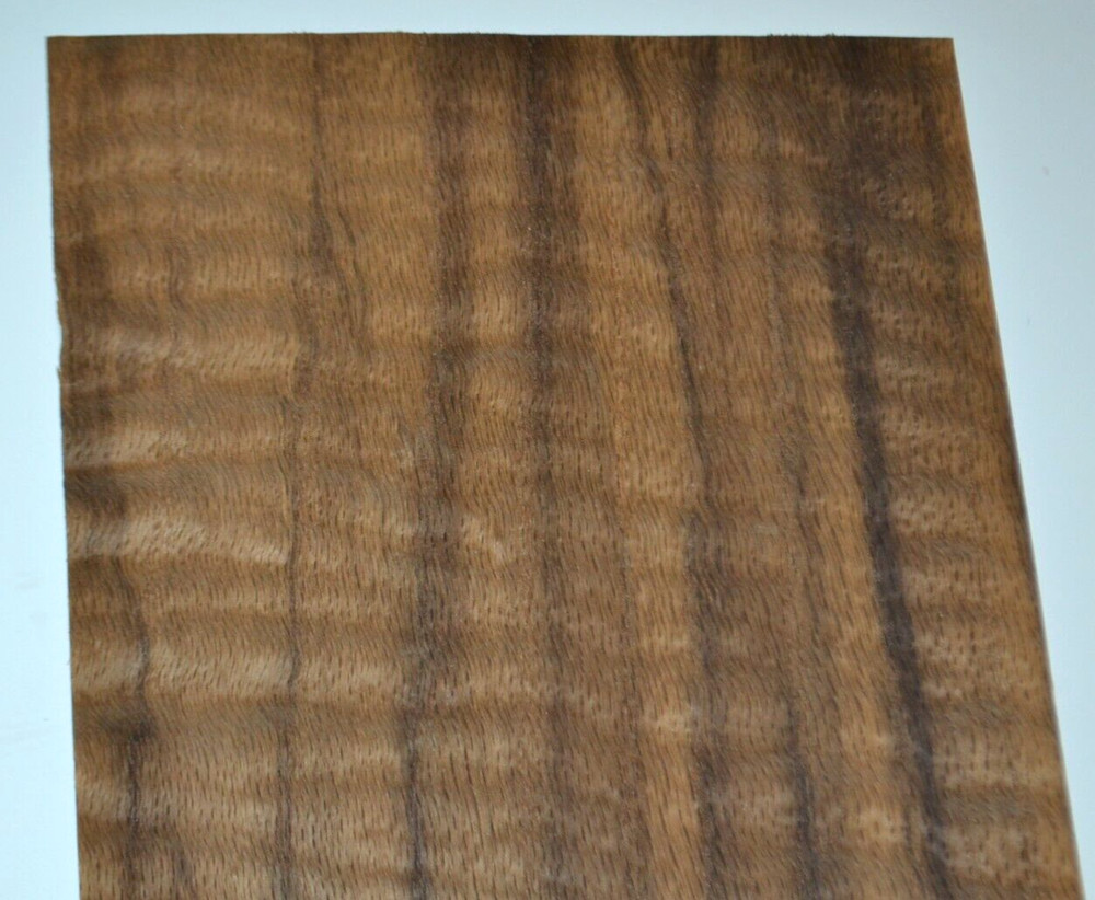 Fumed Curly Beech Raw Wood Veneer Sheet 6.5 x 31 inches 1/42nd thick N5941-30