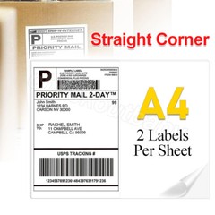 Premium Shipping Labels 8.5×5.5 Half Sheet Straight Corner Blank Self Adhesive