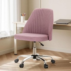 Compact Blush Task Chair – Rolling Armless Design for Students & Professionals