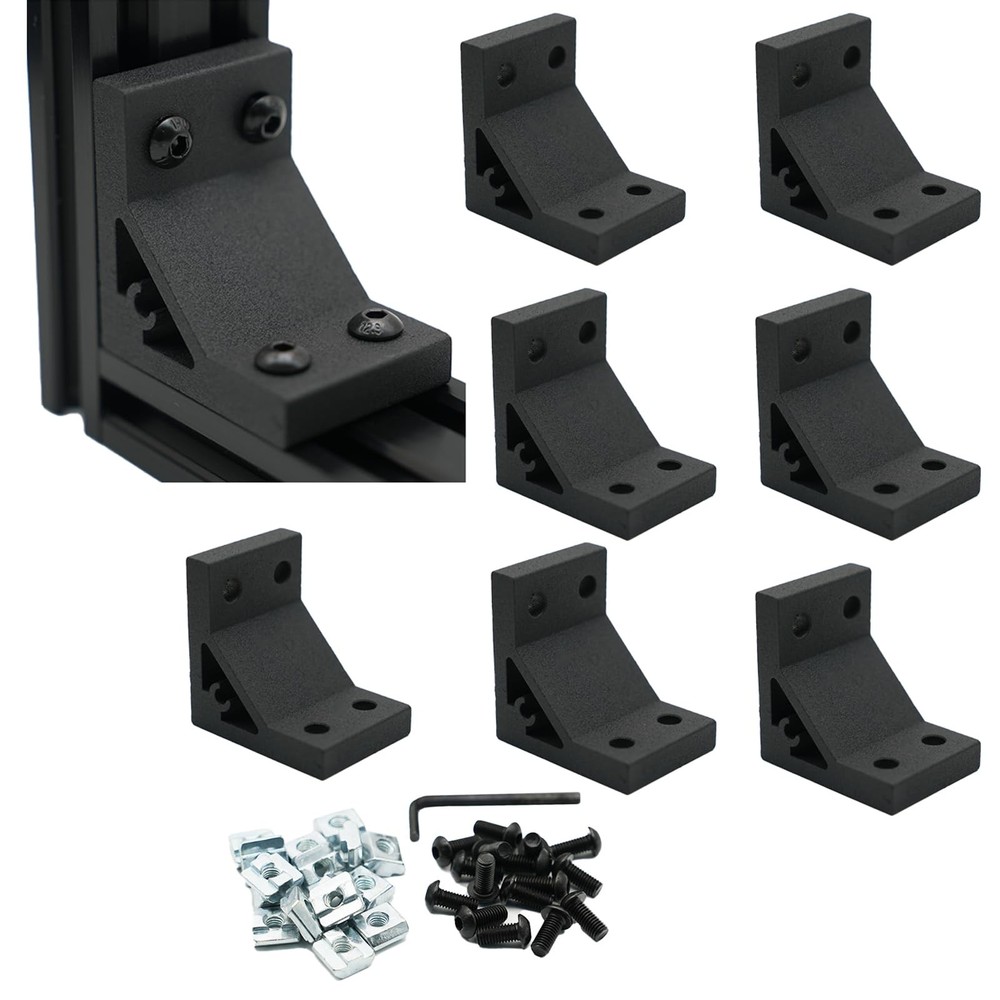 Iverntech 8pcs Corner Bracket 37x50mm for 2040 Aluminum Extrusion 2040, Black