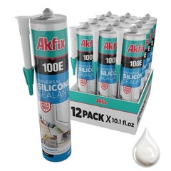 100% Waterproof White Silicone Caulk – 12 Pack, 10.1 fl. oz. for Kitchen, Bathro